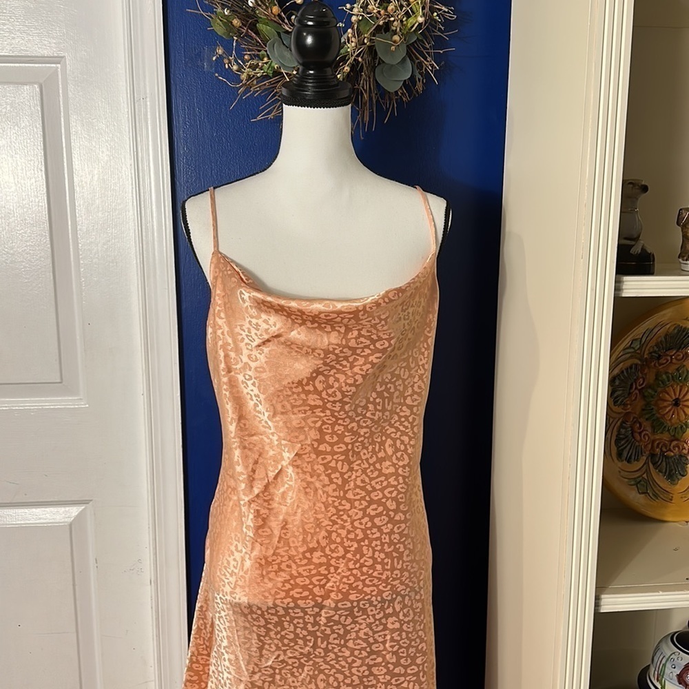 Women’s See You Monday Pink Animal Print Slip Dress Size Large - Picture 2 of 10